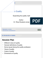 Introduction To Quality: Expanding The Quality Myth Author: DR Rhys Rowland-Jones
