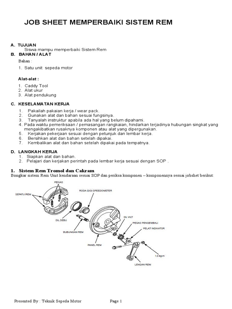 Job Sheet Sistem Rem PDF