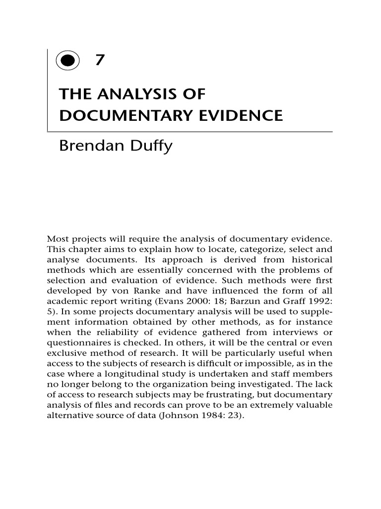 7 The Analysis of Documentary Evidence: Brendan Duffy | PDF | Primary ...
