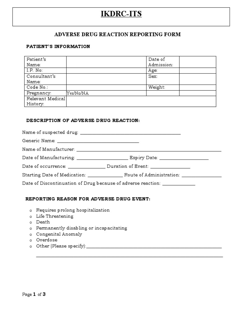 27.adverse Drug Reaction (Form) PDF