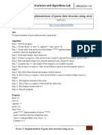 Implementation of Queue Data Structure Using Array: 20CS2013 L-Data Structures and Algorithms Lab