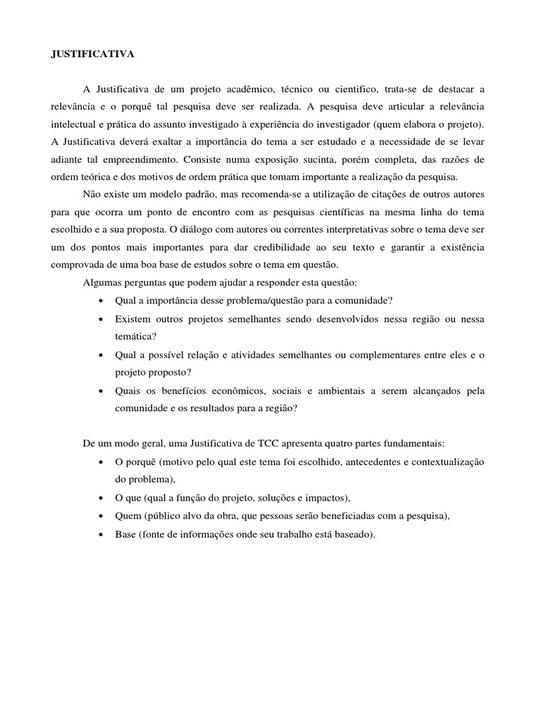 Justificativa e Referencial Teórico em TCC | PDF | Teoria | Science