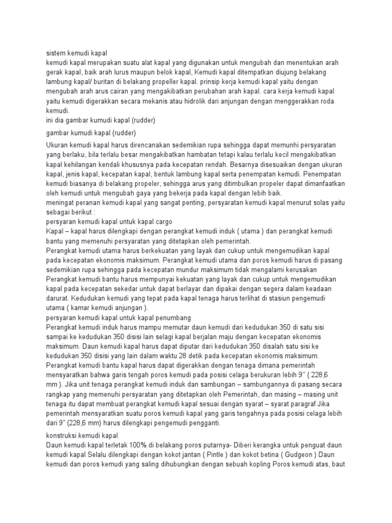 Sistem Kemudi Kapal TERBARU | PDF