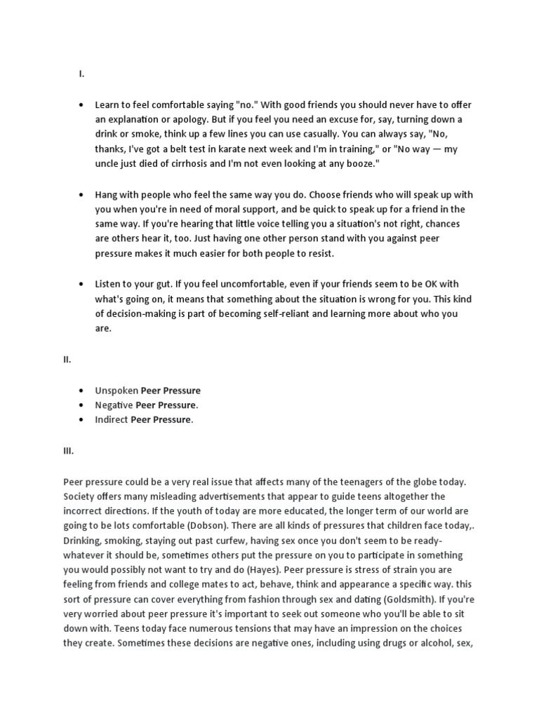 Unspoken Peer Pressure Negative Peer Pressure. Indirect Peer Pressure