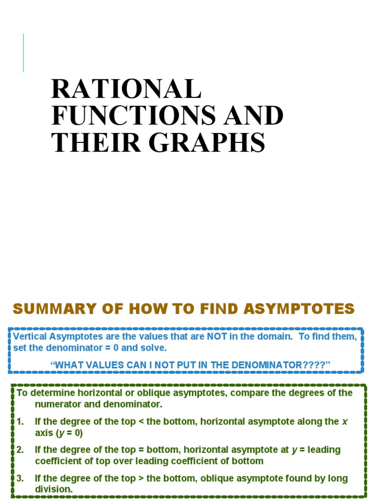 Rational Functions and Their Graphs | PDF | Asymptote | Mathematical ...