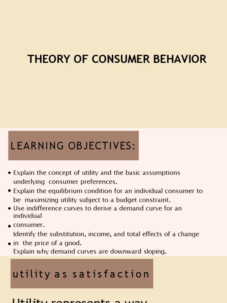 Understanding Consumer Behavior Theory | PDF | Utility | Economics