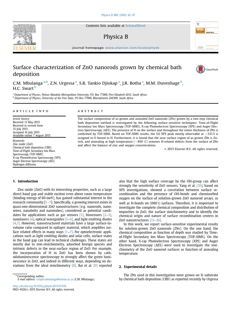 Surface Analysis of ZnO Nanorods | PDF | Zinc Oxide | X Ray ...