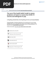 The Use of The Health Belief Model To Assess Predictors of Intent To Receive The COVID 19 Vaccine and Willingness To Pay