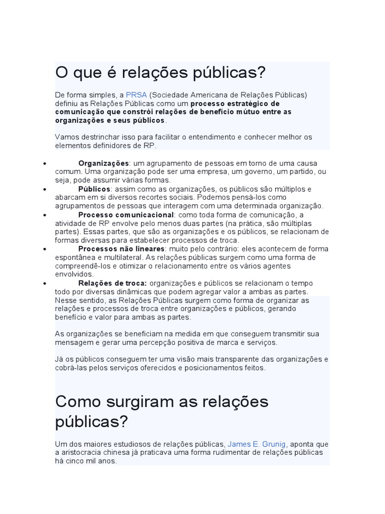 O que é relações públicas | PDF | Comunicação | Relações públicas