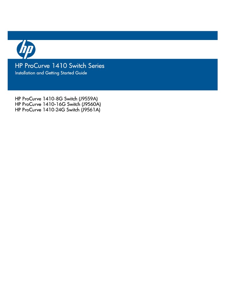 HP ProCurve 1410 Switch Series Installation and Getting