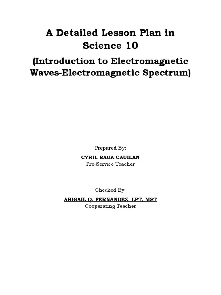 Grade 10 Electromagnetic Waves Lesson Plan | PDF | Waves ...