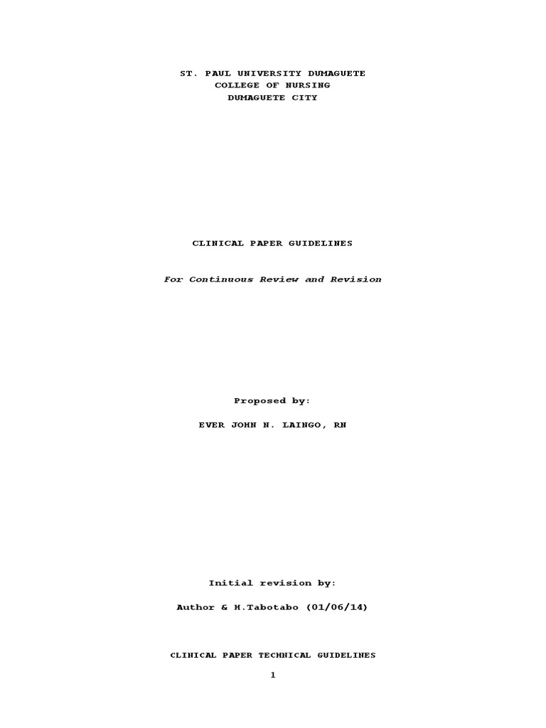 Clinical Paper Guidelines for Nursing | PDF | Chemistry | Dose ...