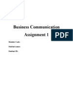 Business Communication Assignment 1: Module Code: Student Name: Student ID