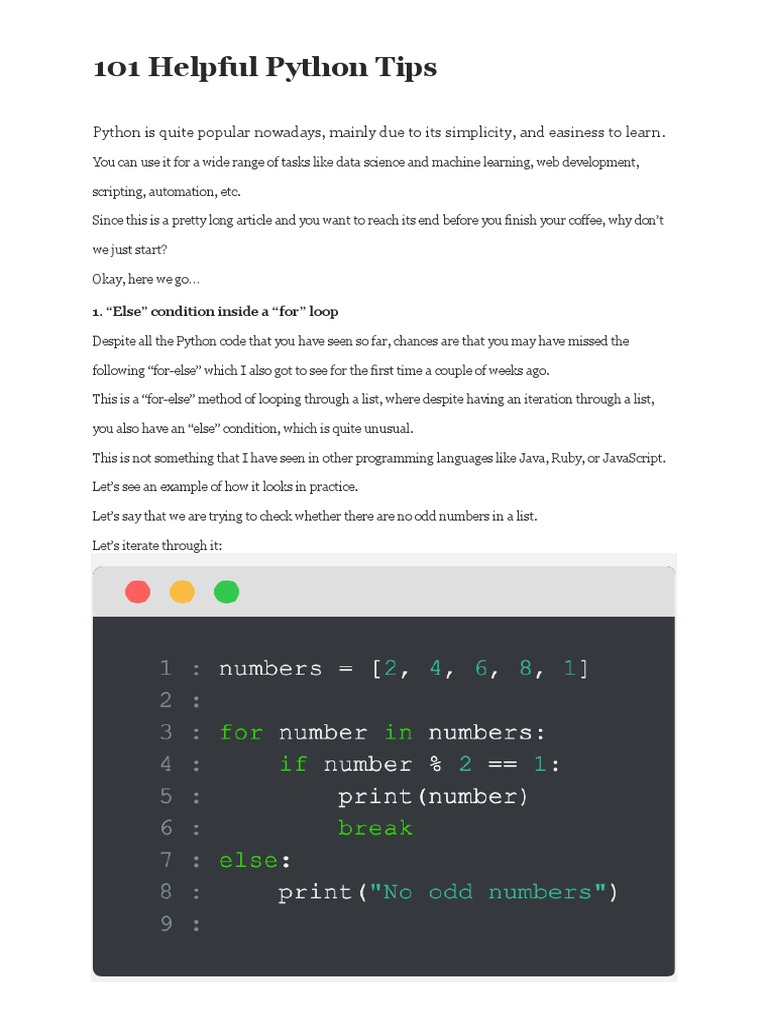 101 Helpful Python Tips | Download Free PDF | Boolean Data Type ...