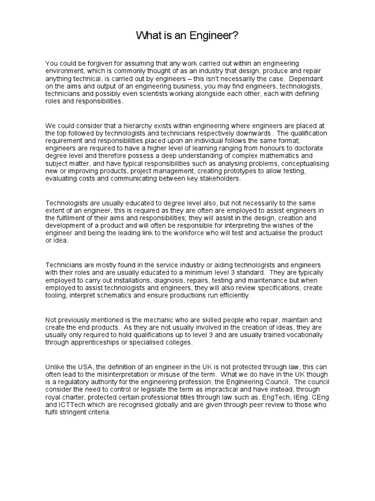 What Is An Engineer PDF Engineer Science And Technology