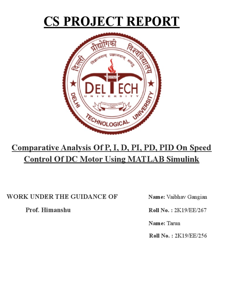 Analysis and Comparison of P, PI, PD and PID Controllers for Speed Control of a DC Motor using