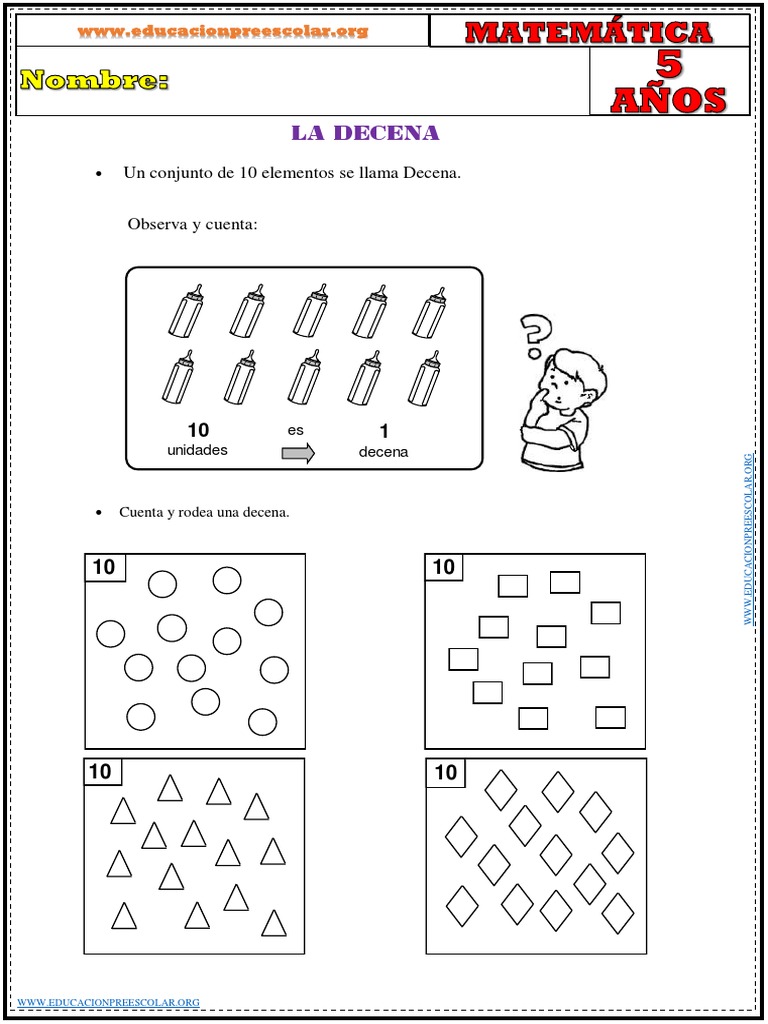 Actividades sobre la Decena para Niños | PDF