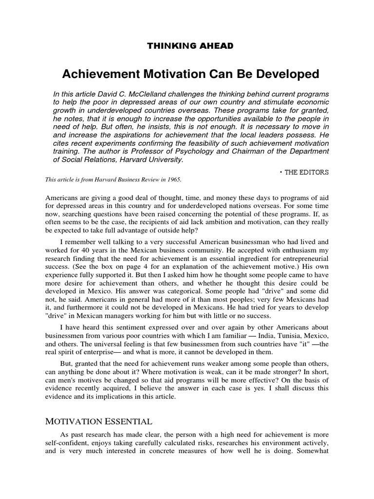 Enhancing Achievement Motivation for Growth | PDF | Motivational ...