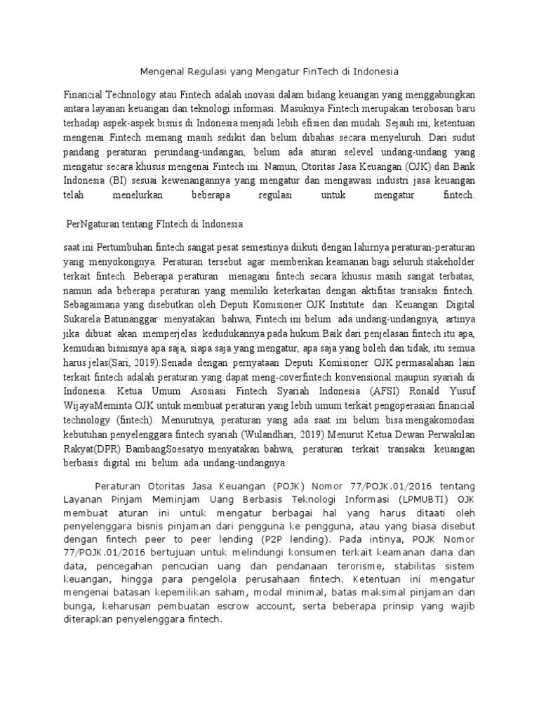 Regulasi TekFin lintas batas di Indonesia