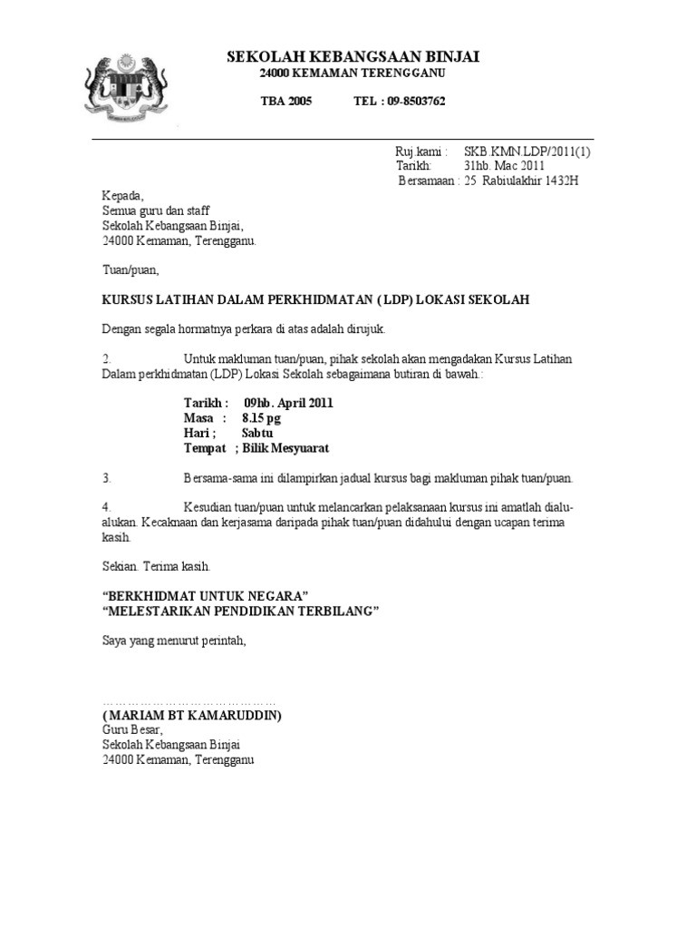 Surat Panggilan Kursus Ldp Pdf