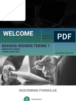Welcome: Bahasa Inggris Teknik I Ahmad Nusi, S. PD., M. PD