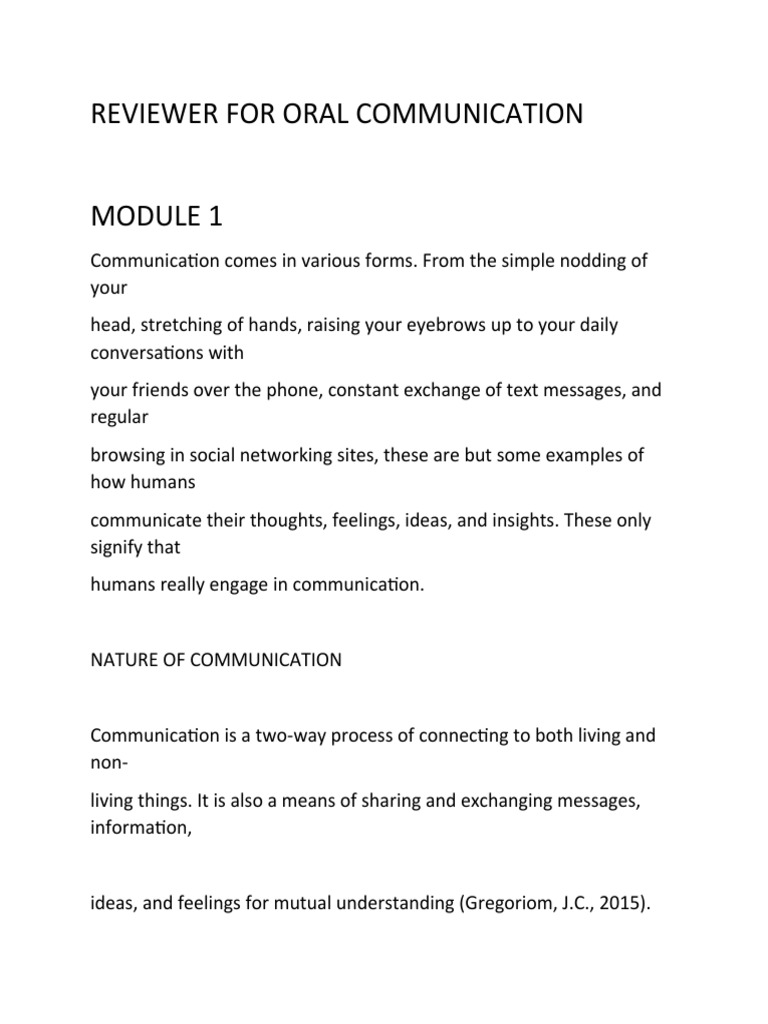 Reviewer For Oral Communication | PDF | Communication | Information