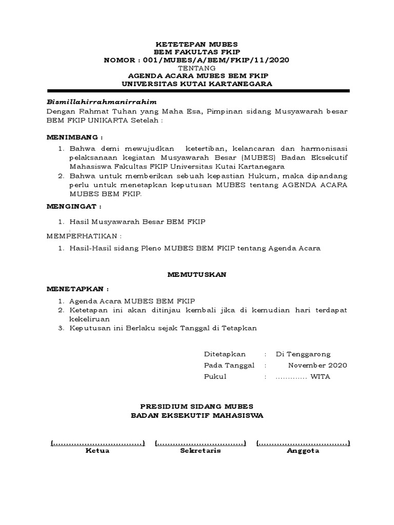Agenda dan Tata Tertib MUBES BEM FKIP | PDF | Teknologi & Rekayasa