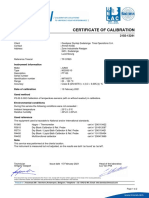 Calibration Certificate for PT100 Temperature Sensor