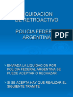 Liquidación retroactiva Policía Federal Argentina