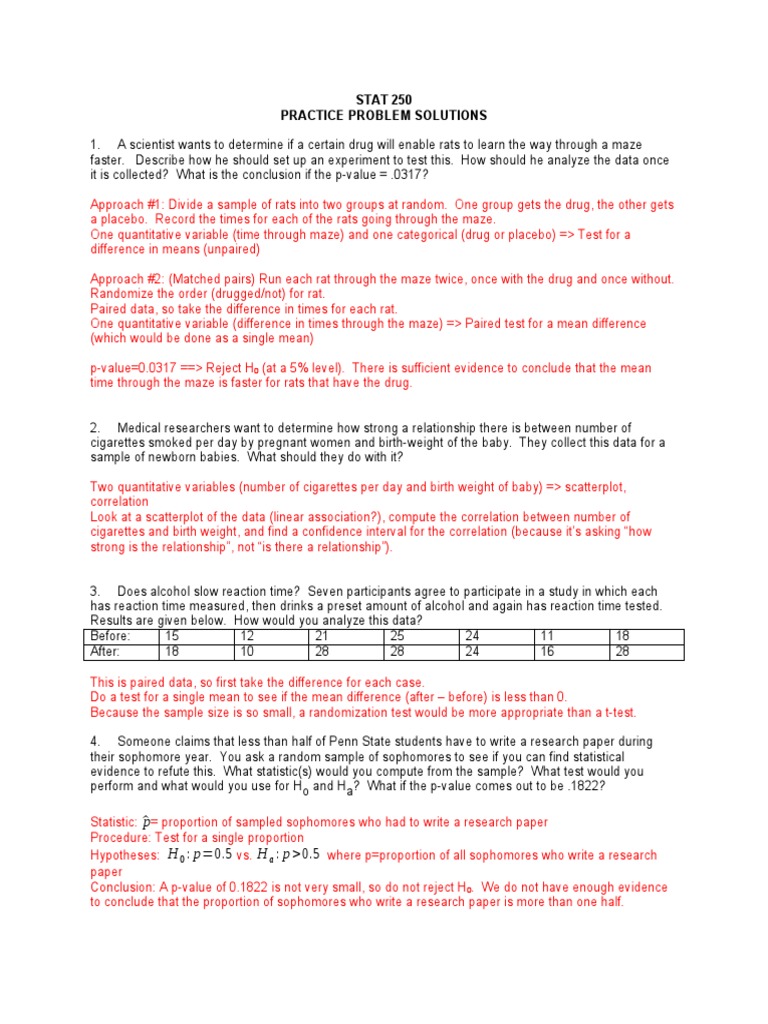 STAT 250 Practice Problem Solutions PDF Bootstrapping (Statistics