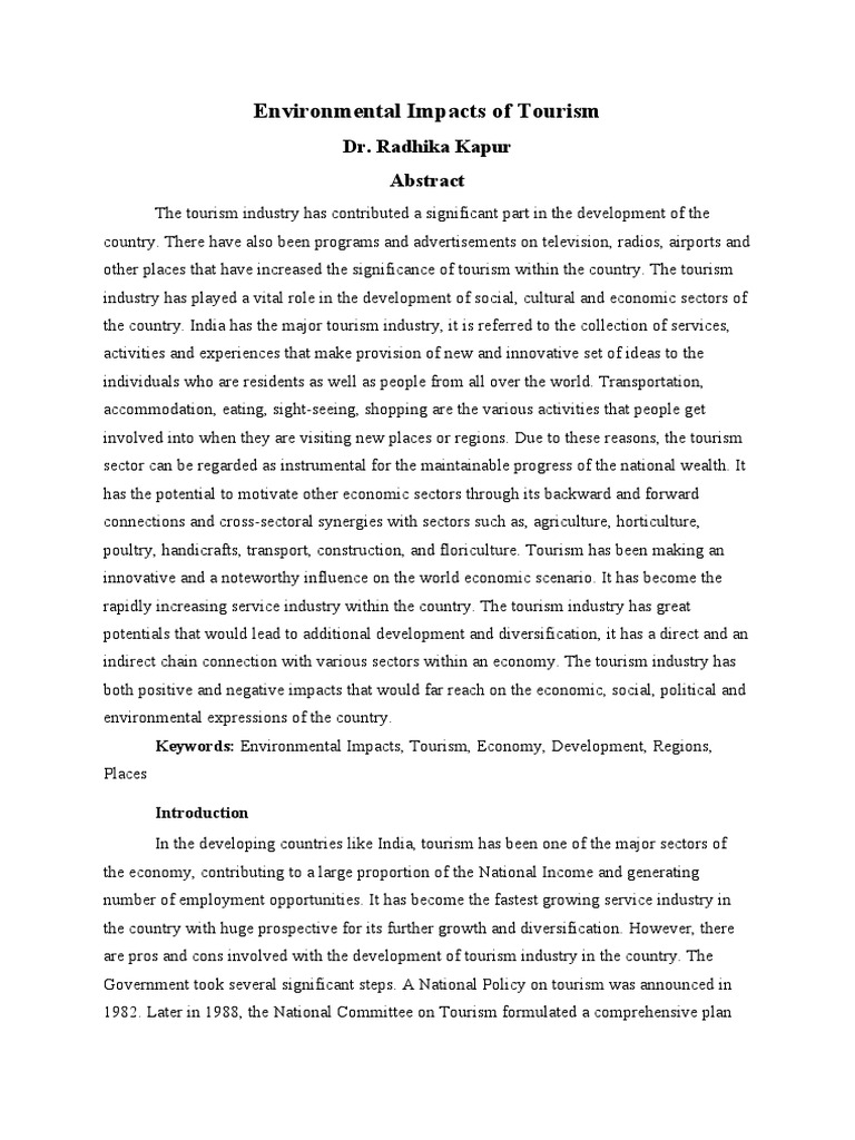 Environmental Impacts of Tourism in India | PDF | Tourism | Resource ...