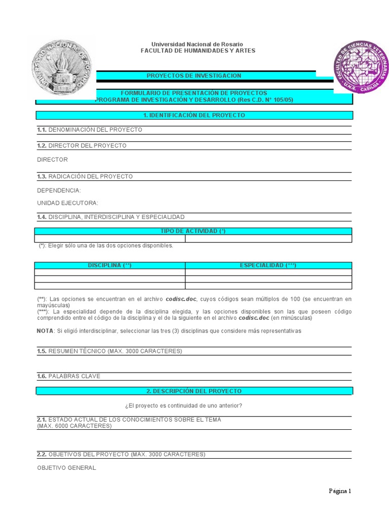 Formulario PID de Proyectos de Investigación | PDF | Academia
