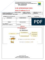 Guia 2. Talller 2 y 3 Grado 4 2021 Los Adjetivos y Comprension Lectora