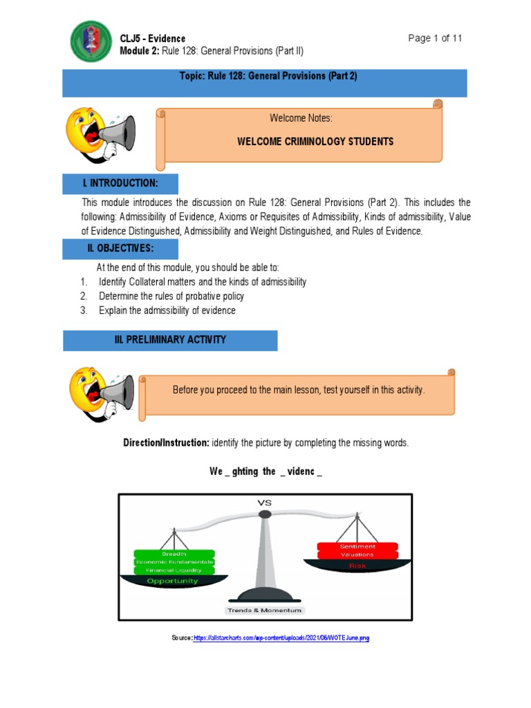Clj5 Module2 Pdf Evidence Law Burden Of Proof Law