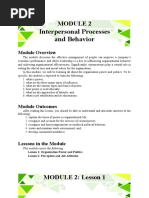 Interpersonal Processes and Behavior: Module Overview