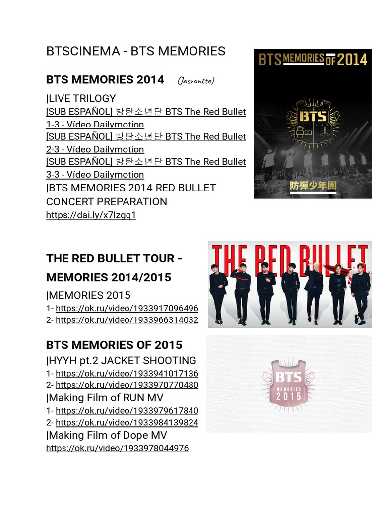 BTS Memories: Concert Highlights 2014-2018 | PDF