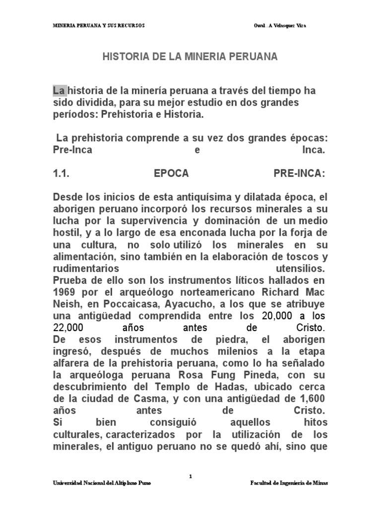 Historia de la Minería en Perú | PDF | Perú | Cobre