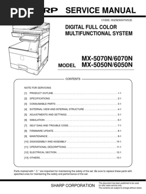 MX-6070V, MX-5050N, MX-5070N, MX-6050N, MX-6070N Service Manual