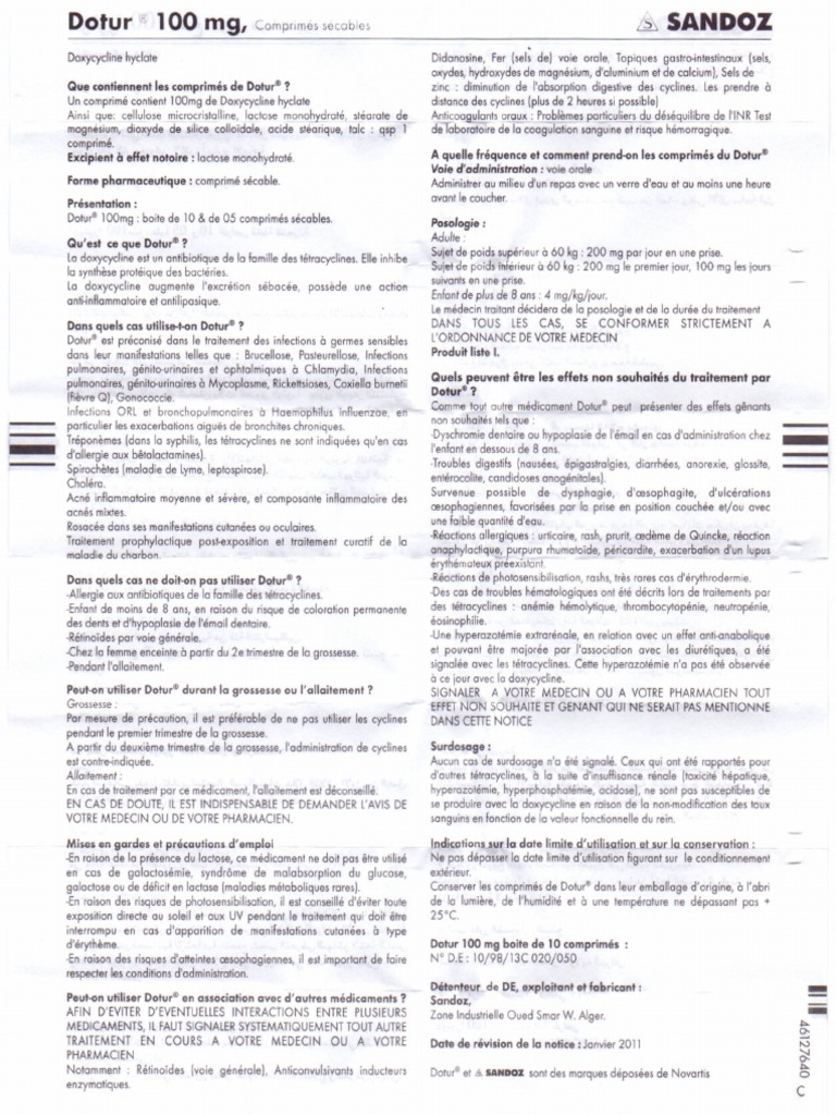 Utilisation et effets de Dotur 100 mg | PDF | Grossesse | Magnésium