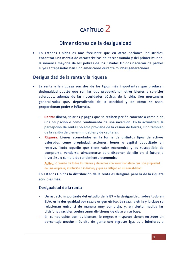 Dimensiones de la Desigualdad en EE.UU. | PDF | Desigualdad social ...