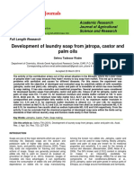 Development of Laundry Soap From Jatropa, Castor and Palm Oils