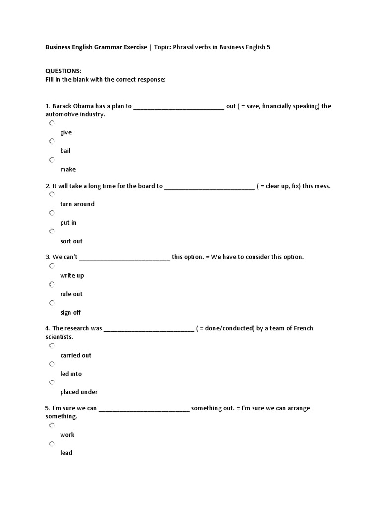 Business English Grammar Exercise 6 PDF