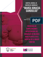 Incidencia complicaciones hipertensivas embarazo adolescentes HM Comitán