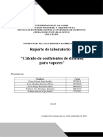 Reporte de Laboratorio I: "Cálculo de Coeficientes de Difusión para Vapores"