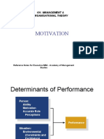 Motivation: 101. Management & Organisational Theory