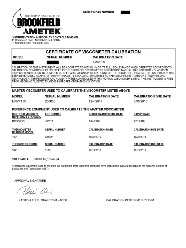 Calibration Certificate Sample PDF Calibration Metrology