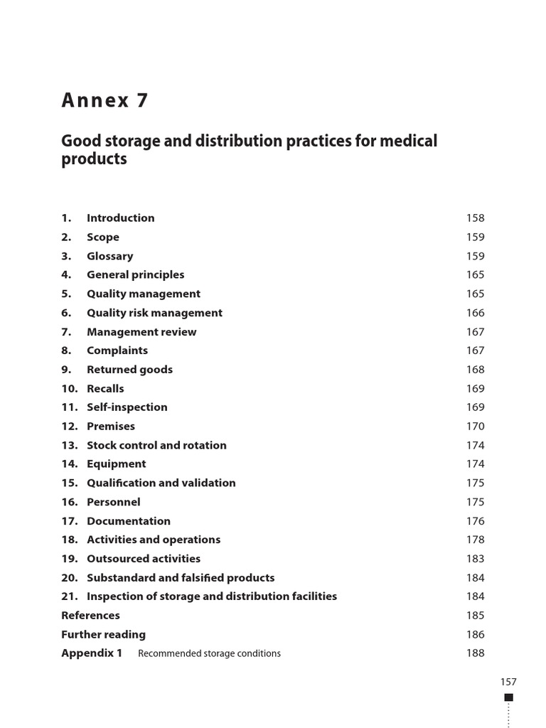 Annex 7 Good Storage and Distribution Practices For Medical Products