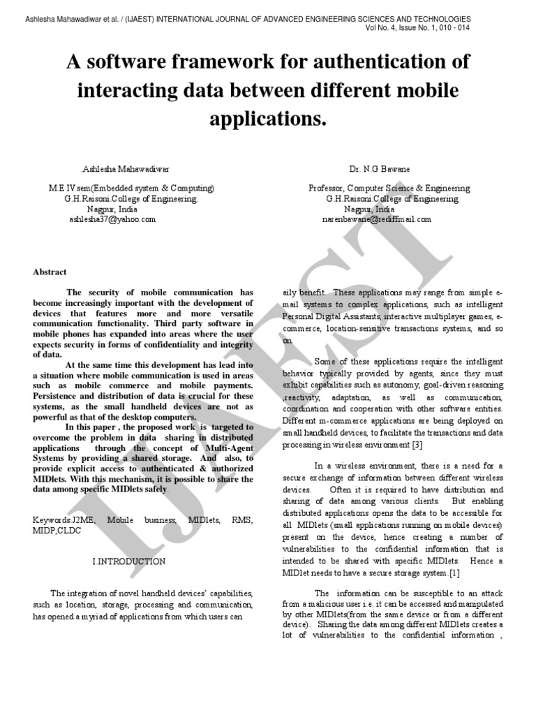 Mobile App Data Authentication Framework | PDF | Areas Of Computer ...