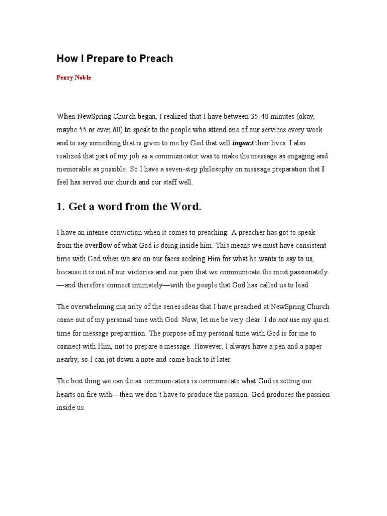 How I Prepare To Preach | PDF | Sermon | Bible