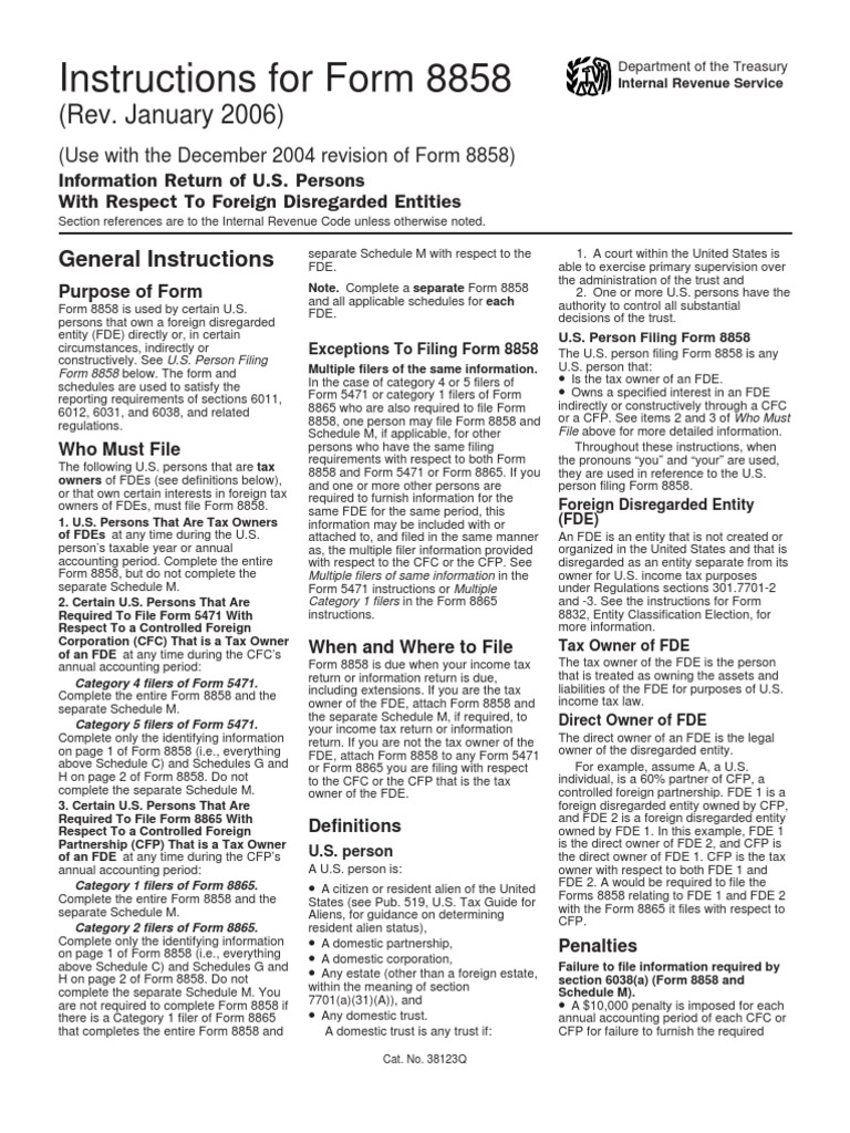 Instructions for IRS Form 8858 | PDF | Irs Tax Forms | Internal Revenue ...